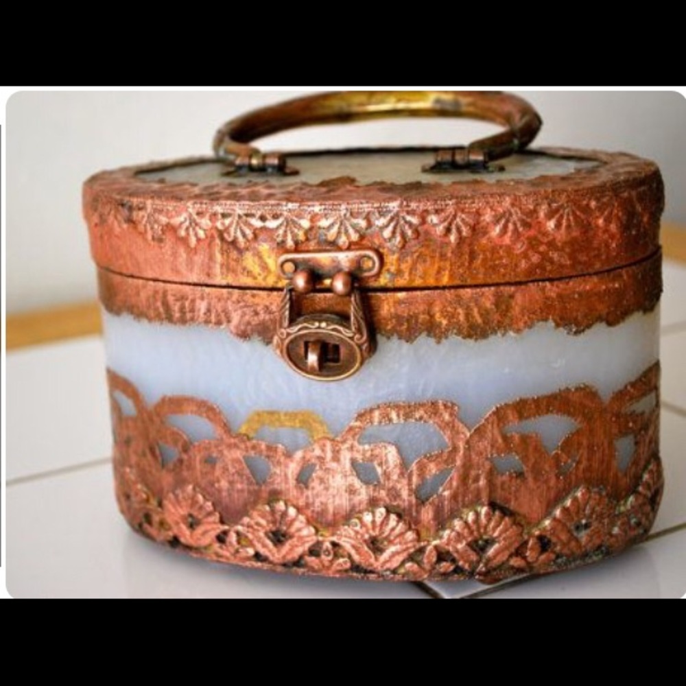 Antique /Rare 40’s Copper and Lucite Box Purse💋 - Picture 1 of 6